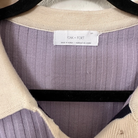 OAK + FORT Lilac Ribbed Knit with Ivory Trim - Picture 2 of 3